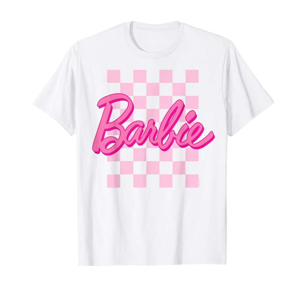 Barbie - Barbie Logo Checkered Background T-Shirt