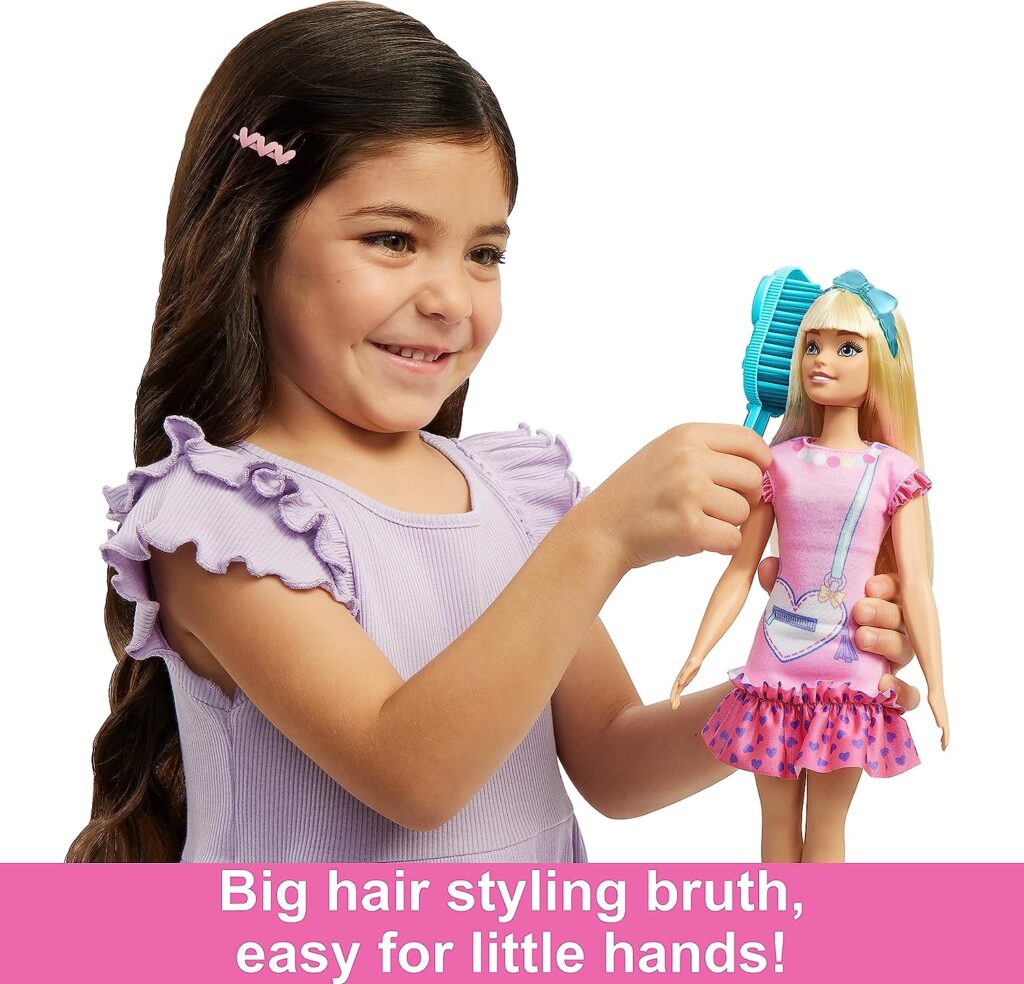 Barbie My First Barbie Preschool Doll, Malibu with 13.5-inch Soft Posable Body Blonde Hair, Plush Kitten Accessories