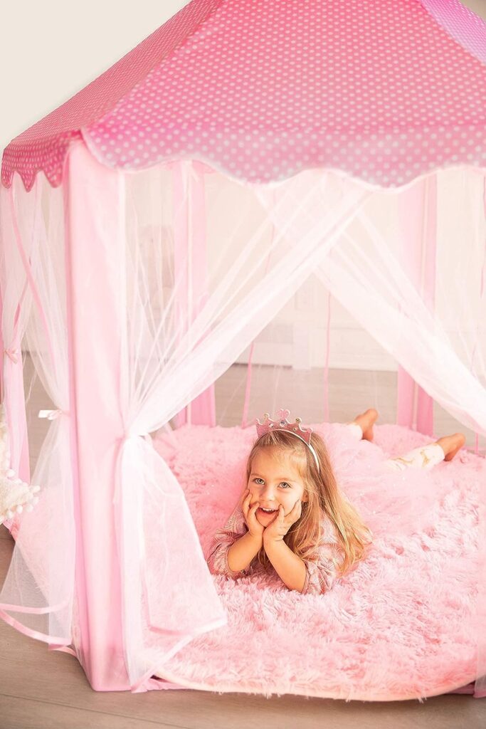Princess Play Tent for Kids - 55 X 53 with Led Star Lights | Girl Toys | Toddler Playhouse | Princess Castle